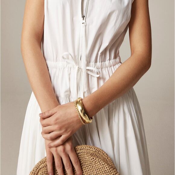 J.Crew Drop Waist Midi Dress Cotton Poplin White A Line Minimalist Small NWT - Picture 3 of 13